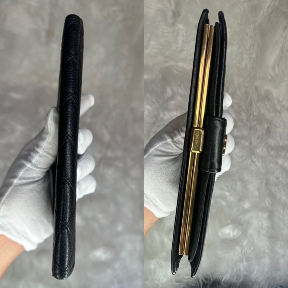 💯 Authentic CHANEL Caviar Stitched French Wallet Black - Picture 14 of 15